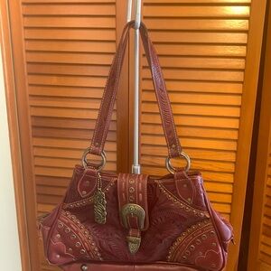 Burgundy/ Brandy color leather American West handbag